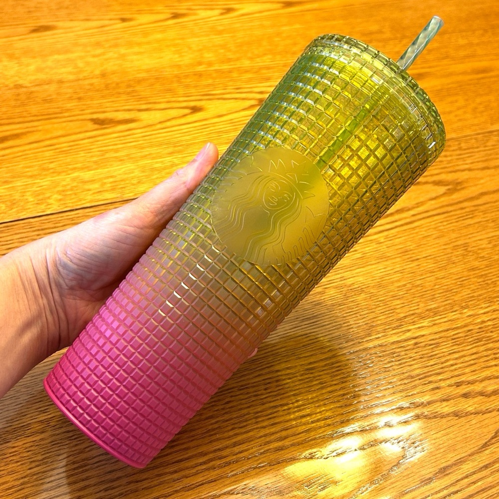 NWT Starbucks Cold Cup Tumbler Venti 24 oz Summer 2022 Lemon Pink Gradient